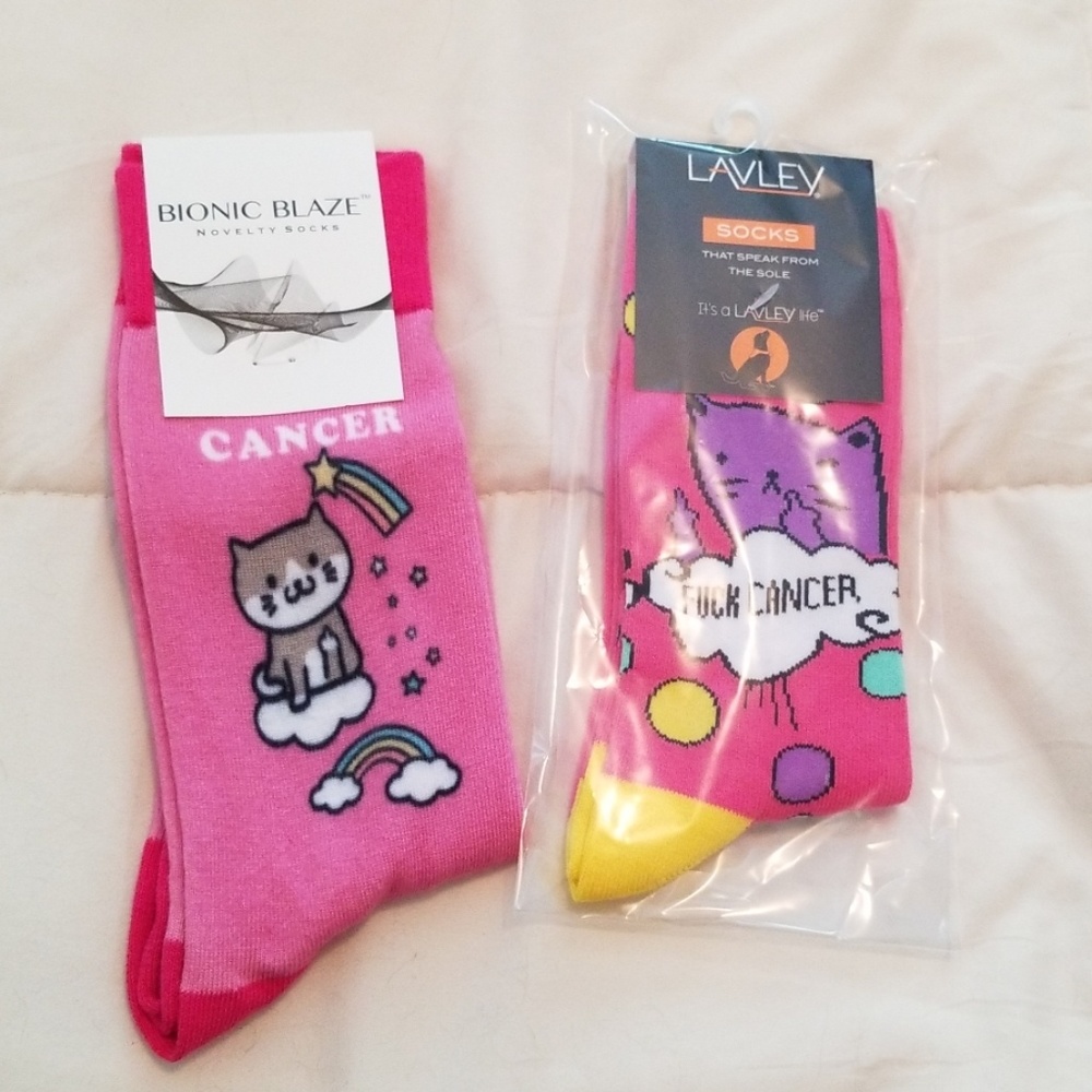 F*ck cancer kitty socks